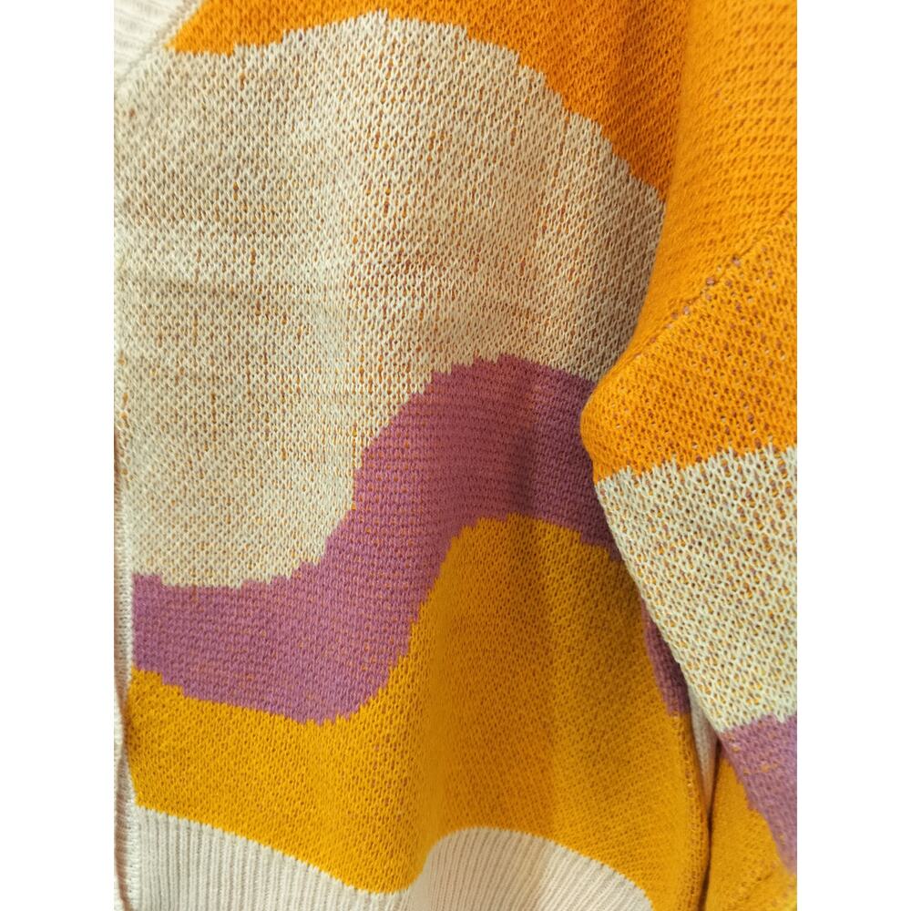 No Comment NYLA Cardigan Sweater L Pink Orange Colorblock Cropped NWT - Picture 3 of 9